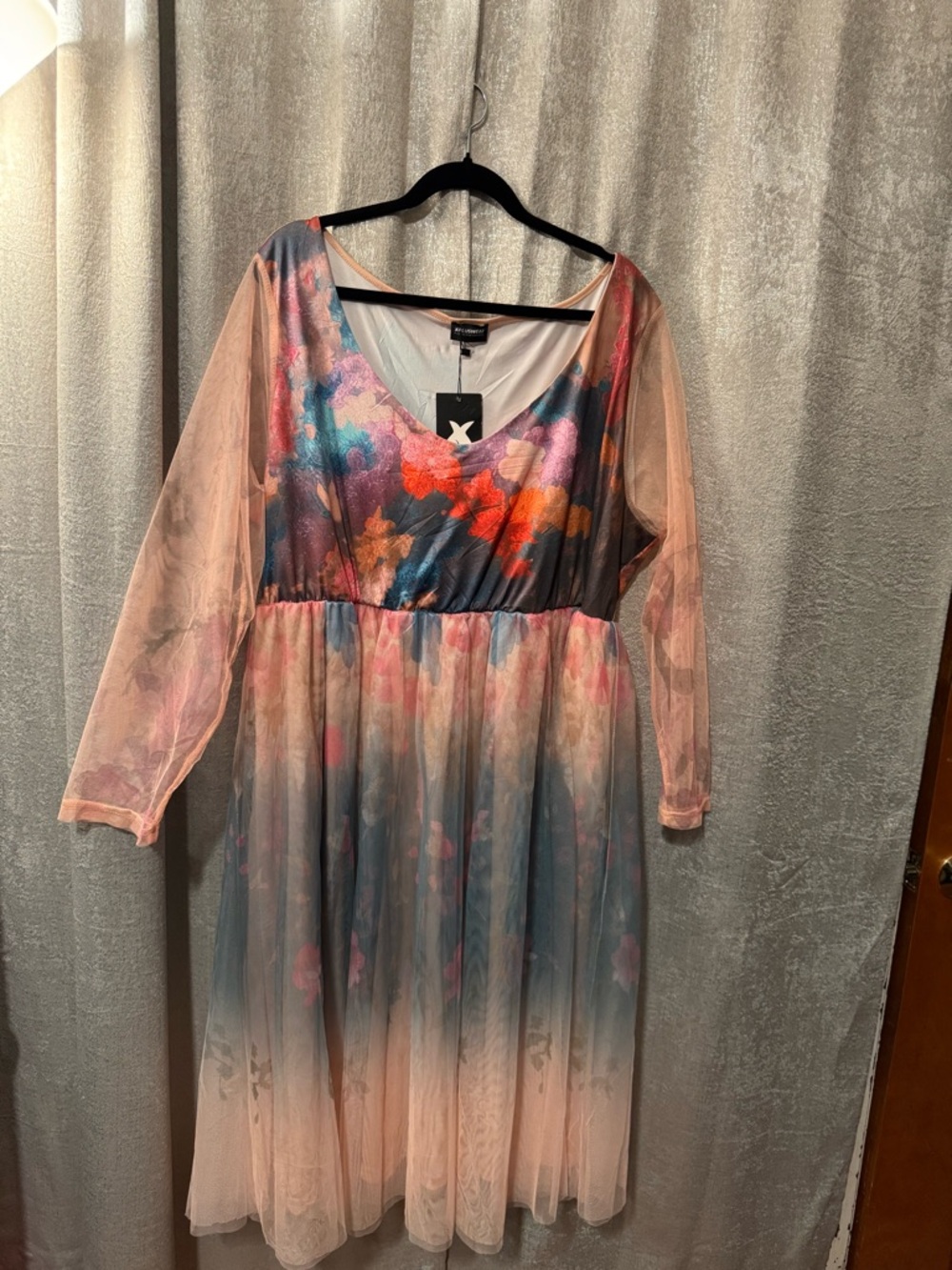 Sheer Overlay Dress in Blush Multi - Picture 2 of 6